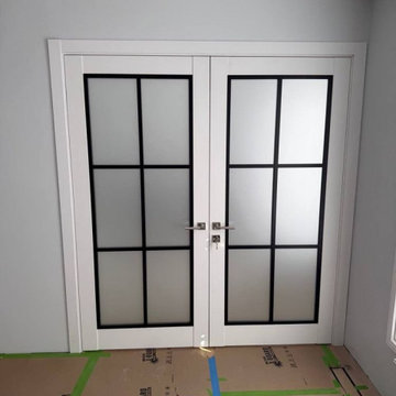 Lucia 2366 White Silk, double doors with euro handles.