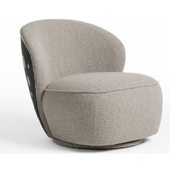 Divani Casa Allis Grey and Black Fabric Swivel Accent Chair