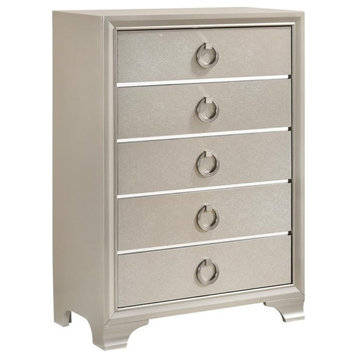 Coaster Salford 5-drawer Contemporary Wood Chest Metallic Silver