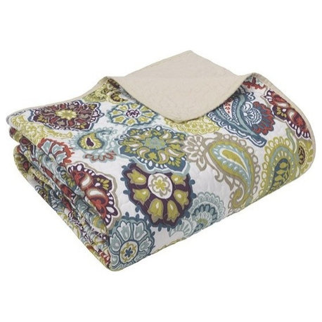 Mi Zone Printed Microfiber Quilted Throw Blanket, Multi