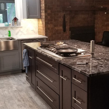 Light Blue/Gray Shaker and Espresso Shaker Kitchen