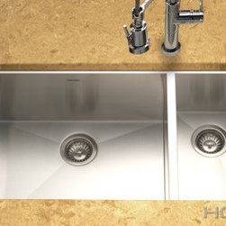 Houzer Contempo Series 33" x 18" Undermount Double Bowl CTO-3370SR - Kitchen Sinks