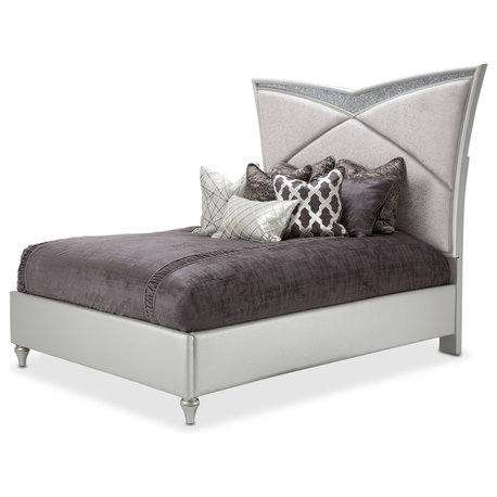 AICO Melrose Plaza King Upholstered Bed, Dove 9019000EK-118