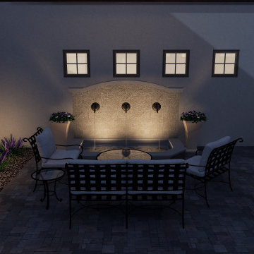 Modern Mediterranean Pool, Courtyard, Cabana, Fireplace - Toll Brothers
