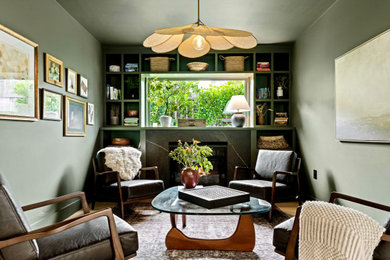 Example of a transitional living room design in Los Angeles