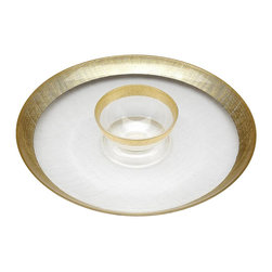 belle & June - Linen Chip and Dip Platter, Gold - Chip And Dip Sets