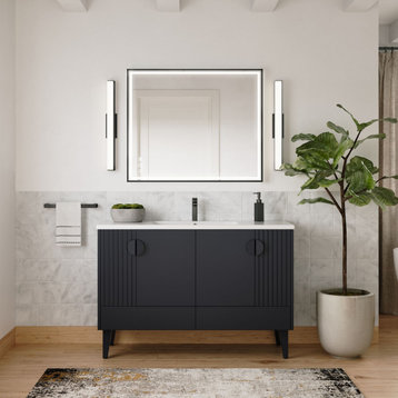 The Avila Bathroom Vanity, Black, 48", Single Sink, Freestanding
