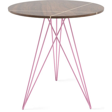 Hudson Inlay Side Table Pink, Walnut