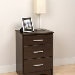 Prepac Coal Harbor Espresso 3-Drawer Tall Nightstand - Nightstands And Bedside Tables