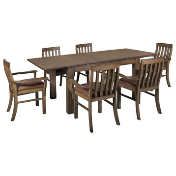 Mission Quarter Sawn Oak Dining Table and Set of 6 Chairs