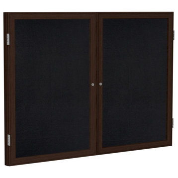 Ghent's Wood 36" x 60" 2 Door Enclosed Rubber Bulletin Board in Black