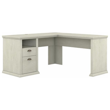 Scranton & Co 60" Transitional Engineered Wood L Shaped Desk w/ Storage in White