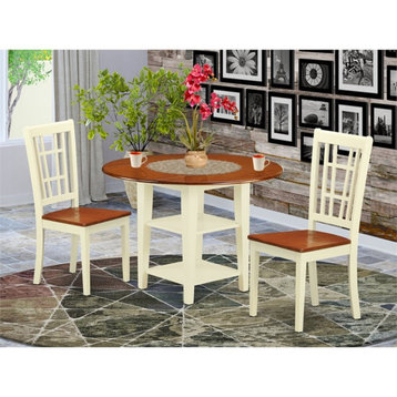 Atlin Designs 3-piece Dining Set with Wood Seat in Cherry