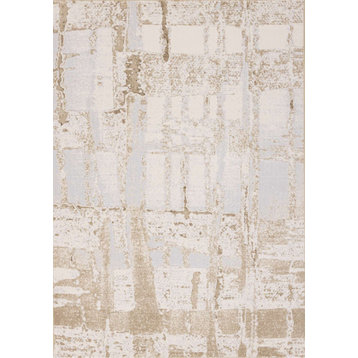 Isabelle Collection Beige Cream Brown Distressed Rug, 7'10"x10'10"