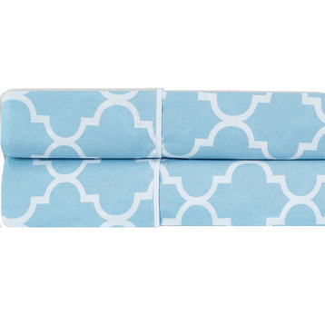 100% Cotton Printed Meridian Pillowcases, Set of 2, Blue and White, King