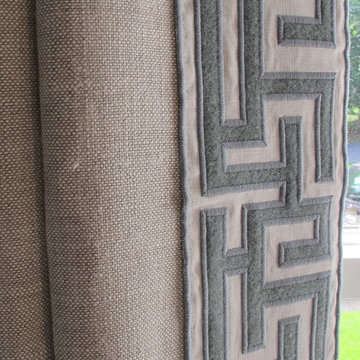 Linen panels with Greek Key banding