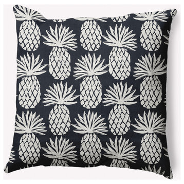 26x26" Pineapple Pattern Nautical Decorative Indoor Pillow, Shark Blue
