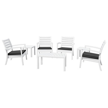7-Piece Artemis XL Club Seating Set White With Acrylic Fabric Charcoal Cushions