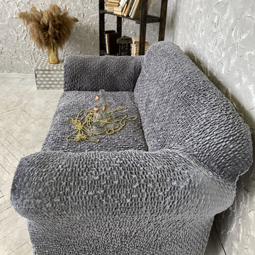 Grey Loveseat 2 Seater Slipcover | Velvet Collection | Interior design