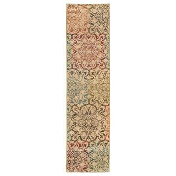 Eliza Floral Rug, Ivory and Multi, 1'10"x7'6"