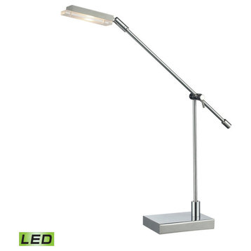 11-26" Bibliotheque Adjustable LED Desk Lamp, Polished Chrome