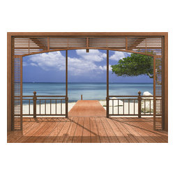American Wallpaper & Design - Tropical Beach House Mural Wallpaper - Wallpaper