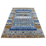 Shahbanu Rugs - Gray Kashkuli Gabbeh Nomadic Design Wool Hand-Knotted Oriental Rug, 5'8" x 7'10" - This fabulous Hand-Knotted carpet has been created and designed for extra strength and durability. This rug has been handcrafted for weeks in the traditional method that is used to make Rugs. This is truly a one-of-kind piece.