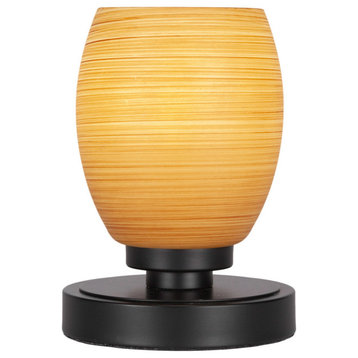 Luna 1-Light Table Lamp, Matte Black/Cayenne Linen