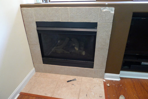 New Tile Around Gas Fireplace, Replacing Tile Around Gas Fireplace