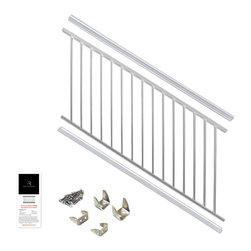36 in. x 6 ft. White Powder Coated Aluminum Preassembled Deck Stair Railing - Products