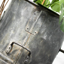 Khes Pair of Reclaimed Vintage Steel Industrial Chic Wheelbarrow Planters - Plants