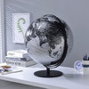 20.5" Black/Silver Globe With 3D Mountain Features on Black Metal Frame