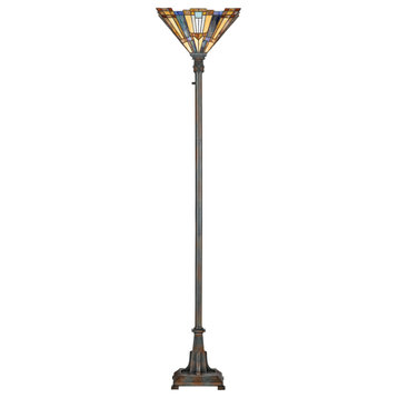 Luxury Natural Tiffany Floor Lamp, Valiant Bronze, UQL7143