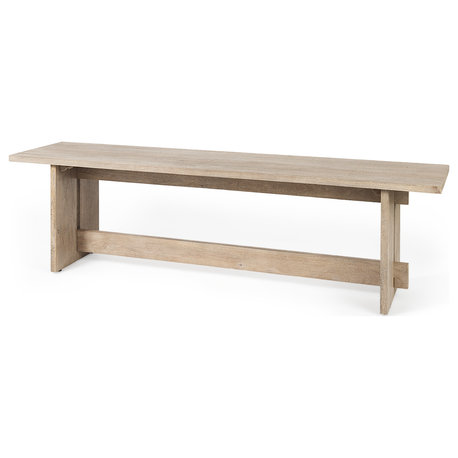 Aida Light Grey Solid Wood Dining Bench