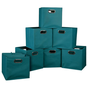 Cubo Set of 12 Foldable Fabric Storage Bins- Teal