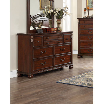 7 Drawers Wood Dresser In Brown FInish