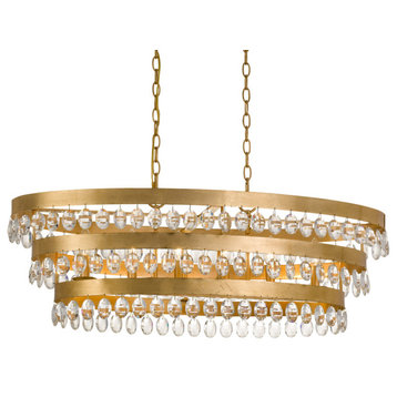 Crystorama Lighting Group 6107 Perla 6 Light 36"W Crystal Linear - Antique Gold