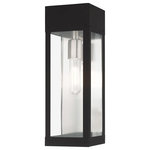Livex Lighting - Contemporary Outdoor Wall Lantern, Black - Made of stainless steel this charming, black finish outdoor wall lantern has a versatile look that can be placed almost anywhere. The brushed nickel accent & clear glass adds a traditional touch to the clean, transitional-contemporary lines.