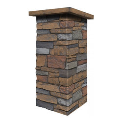 C143-BRECKENRIDGE DEEP WIDE STACKED STONE COLUMN WRAP (CAPS SOLD SEPARATELY) - Wall Panels