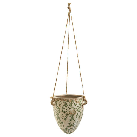 2' Tuscan Hanging Ceramic Scroll Planter