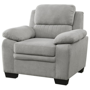 Modern Accent Chair, Comfortable Plush Padded Seat and Pillowed Arms, Light Gray