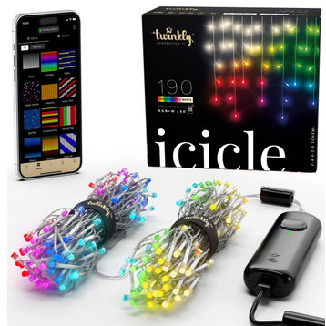 Twinkly TWI190SPP-TUS App Control Icicle Light with 190 Multicolor RGB+W LED Lig