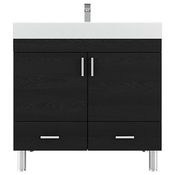 Alya Bath Ripley 36" Modern Wood 2-drawer Vanity with Acrylic Sink in Black