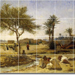 Picture-Tiles.com - Frederick Bridgman Village Painting Ceramic Tile Mural #49, 25.5"x17" - Mural Title: An Arab Village