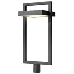 Z-Lite - Z-Lite 566PHXLR-BK-LED Luttrel 1 Light Outdoor Post Mount Fixture in Black - A cutting-edge solution for illuminating your contemporary patio, deck or garden area, this one-light outdoor post mount fixture delivers chic minimalism with its angular bold black finish aluminum frame. A sand blast finish white glass shade uses LED-integrated technology to provide a strong, energy-efficient glow to light up evenings outdoors.