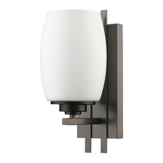 Sophia Indoor 1-Light Sconce With Glass Shade, Oil Rubbed Bronze