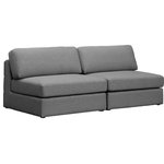 Meridian Furniture - Beckham Linen Textured Fabric Upholstered 2-Piece Modular Sofa, Grey - Liven up your living space with this Beckham grey durable linen polyester fabric sofa. Its grey color complements any contemporary home decor, while its durable linen and polyester fabric upholstery provides you with a soft and comfortable place to sit. This sofa is modular, so you can create infinite configurations, which are easily attached using the attachment latch underneath. Its linen, wood, and foam construction guarantees stability for years to come.