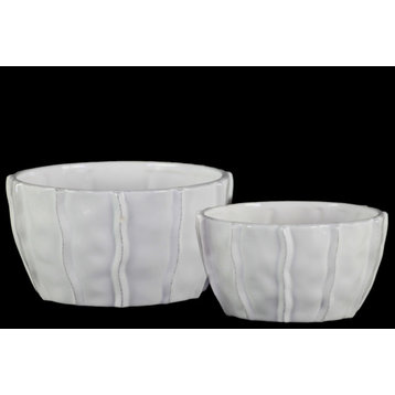 Urban Trends Ceramic Bowl 2-Piece Set, White