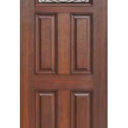 Home Single Door 80 Fiberglass Brazos 4 Panel Camber Lite Glass - Front Doors