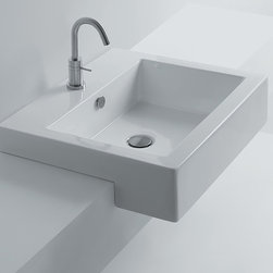 Hox 48S Semi-Recessed Square Bathroom Sink 18.9" - Bathroom Sinks